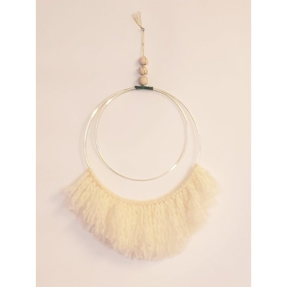 Modern Boho Gold Hoop Yarn Fringe Wall Hanging - Picture 1 of 5